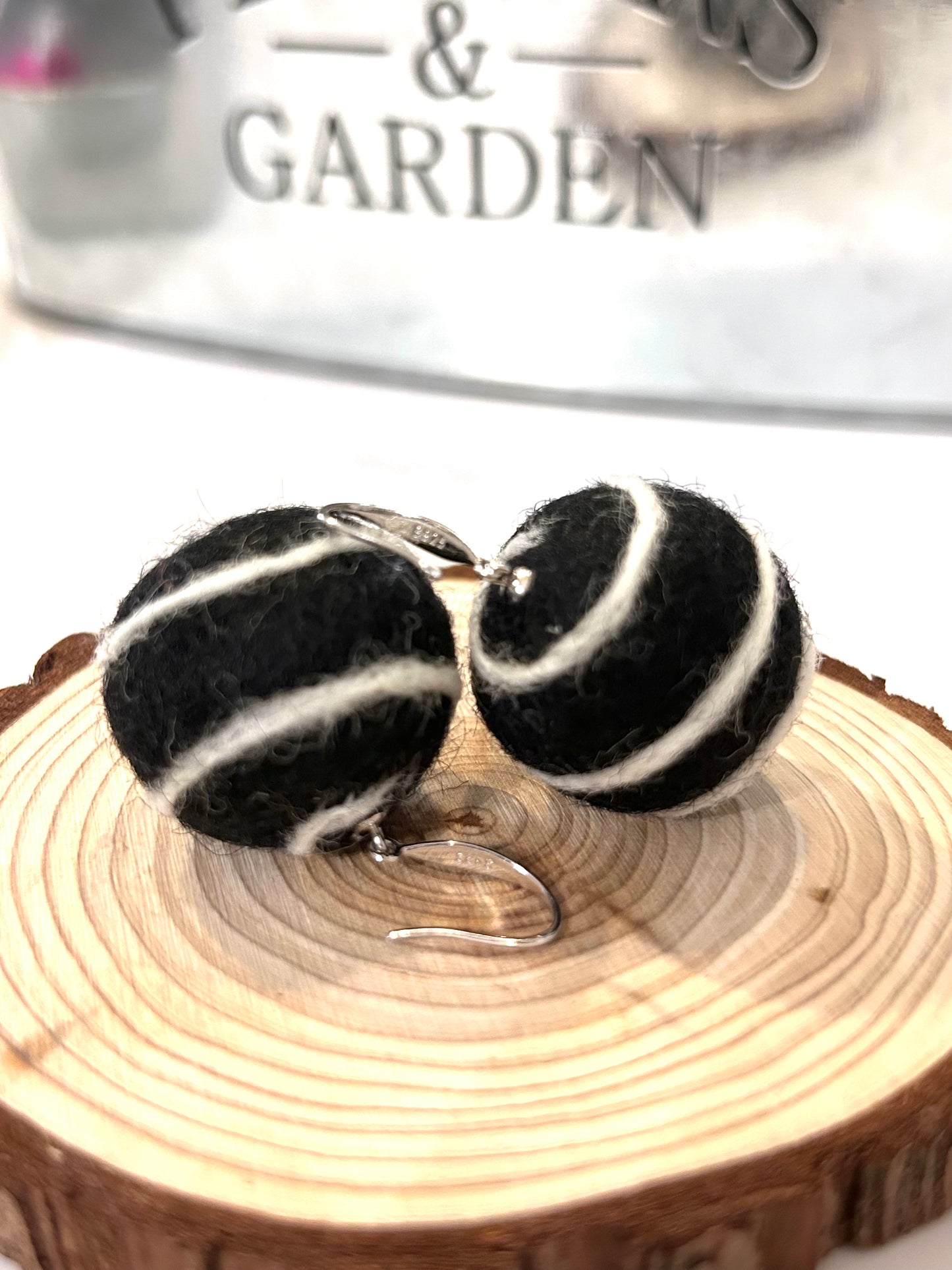 Swirl Felt Ball Earrings w/.925 Silver or Gold Ear Hooks