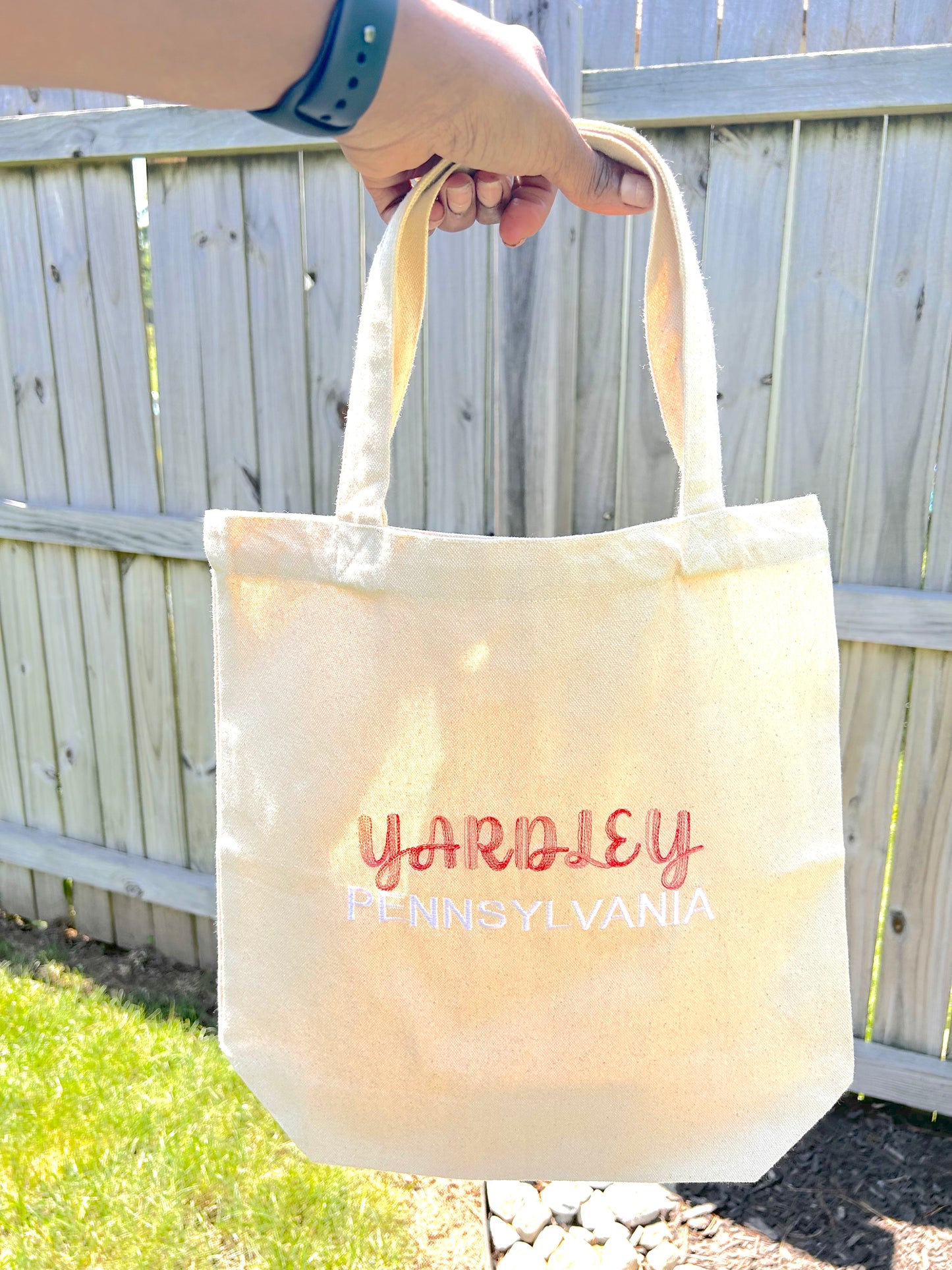 Custom Embroidered City,State Tote