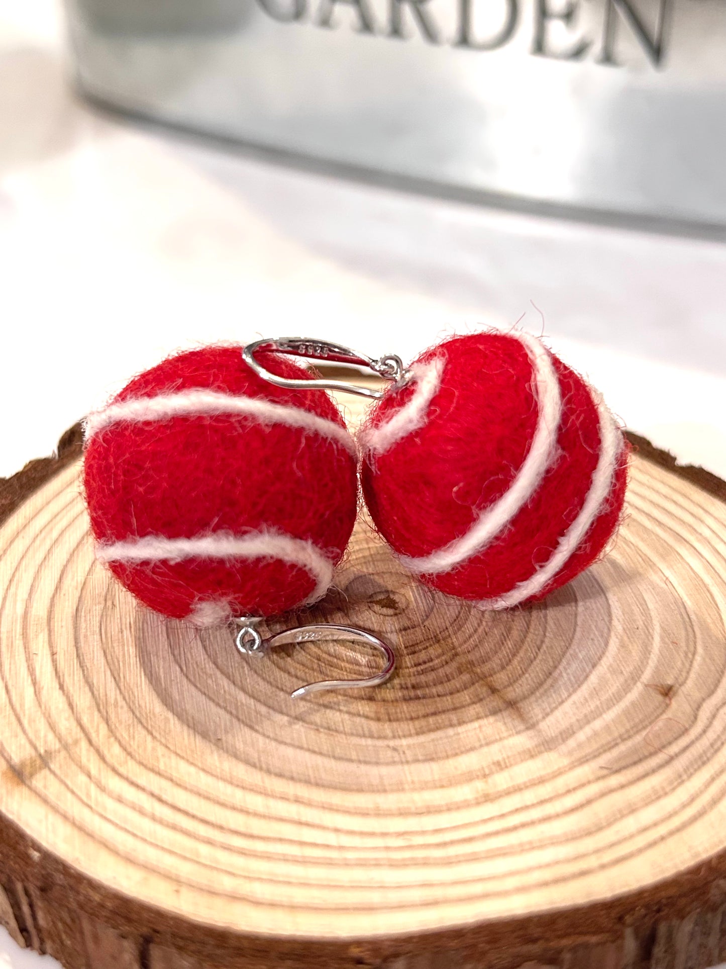 Swirl Felt Ball Earrings w/.925 Silver or Gold Ear Hooks