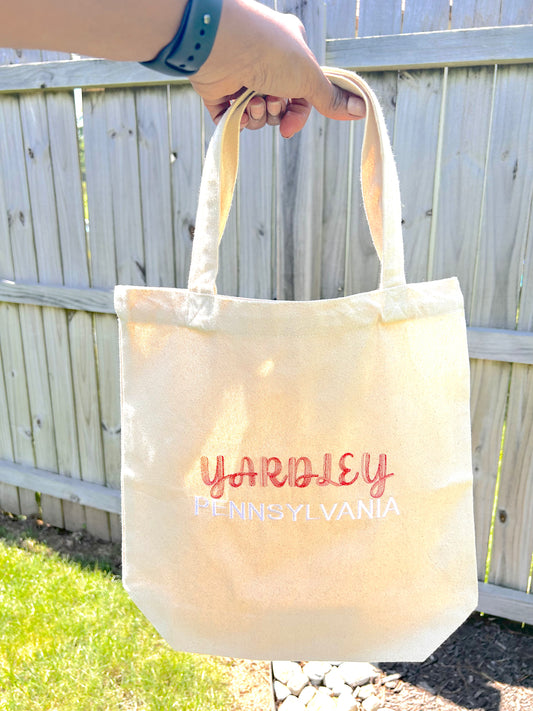 Custom Embroidered City,State Tote